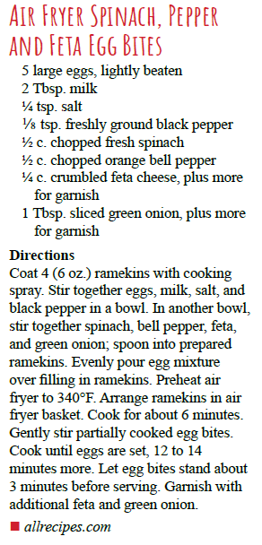 Air Fryer Spinach, Pepper and Feta Egg Bites